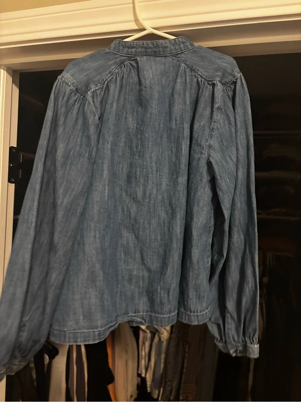 GAP Denim made with Organic Cotton Henley Partial button down  Top - Blue